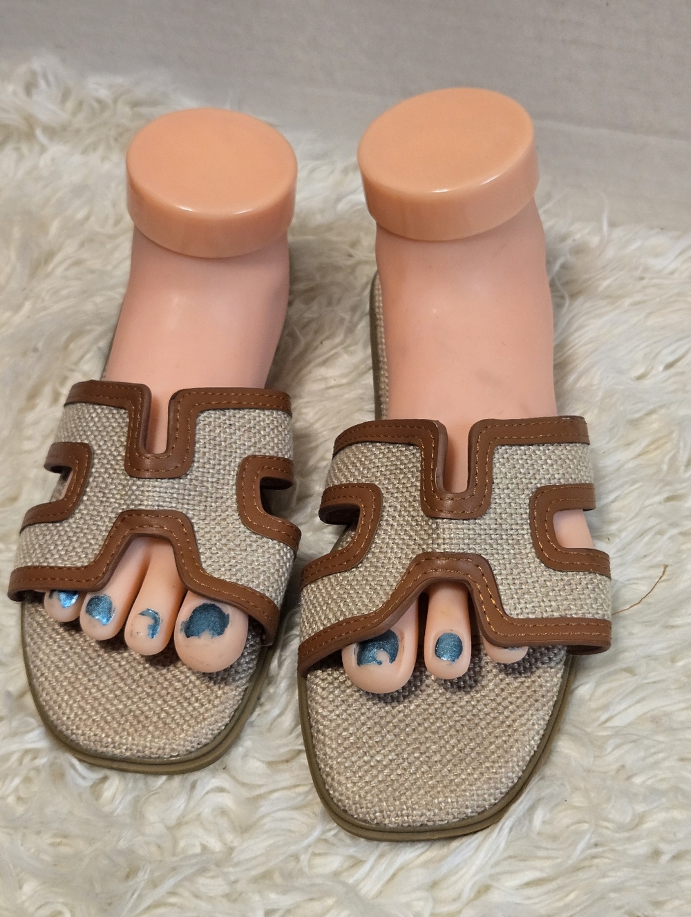 Casual Brown & Beige Slide Sandals - Women - Picture 2 of 10